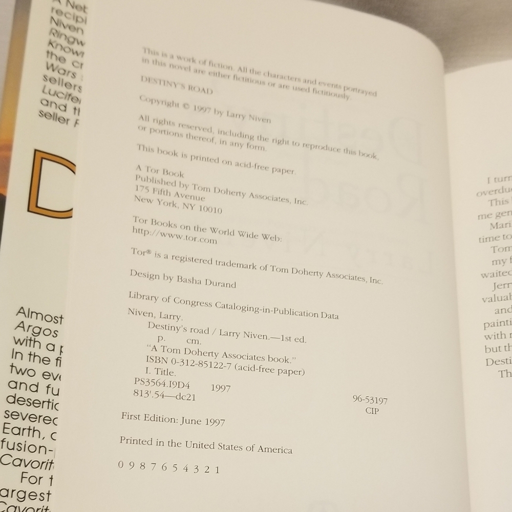 VGUC 1st Edition, Larry Niven's scifi bk, Destiny's Road - Picture 7 of 9